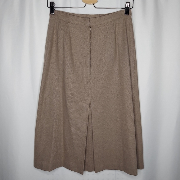Tailored By Handmacher 60's Skirt Suit Set XS/S 10 Beige Button Velour High Neck - Picture 5 of 16